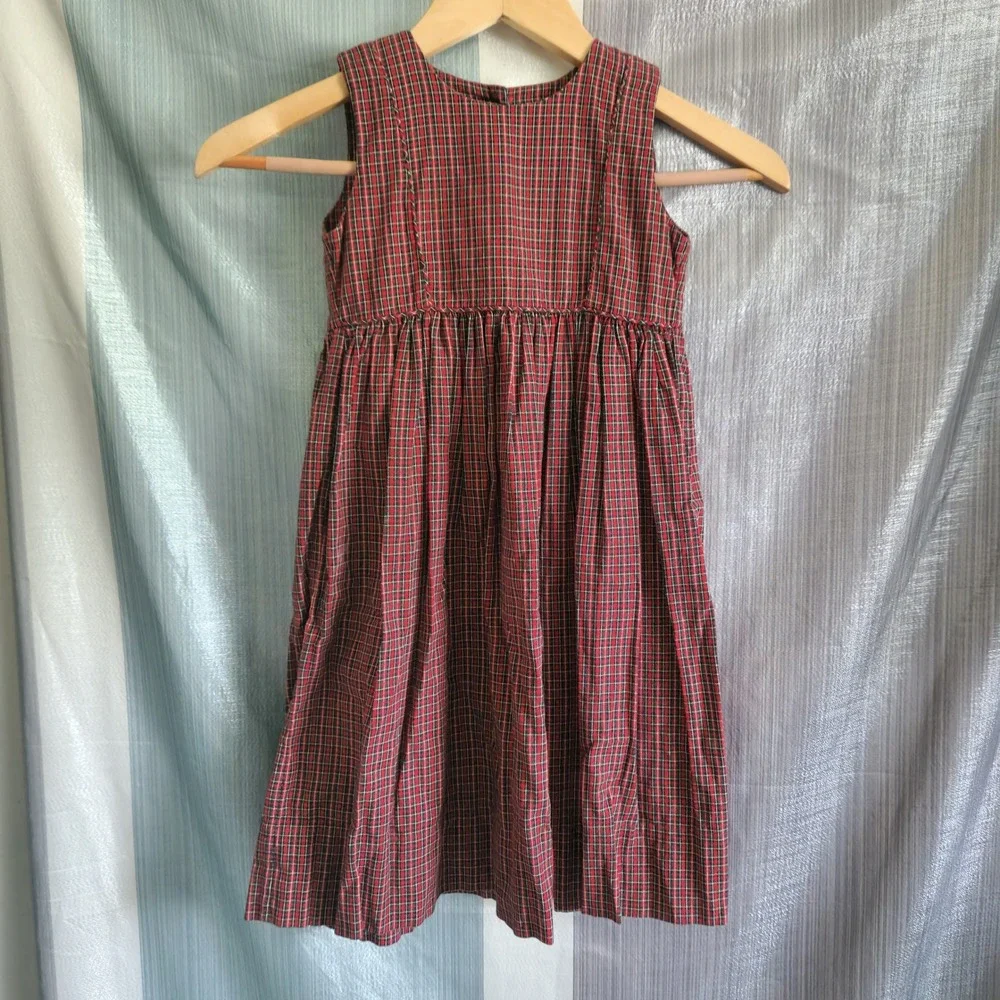 VTG‎ Strasburg Kids Red Plaid Cotton Jumper Dress 3 Holiday Classic Christmas